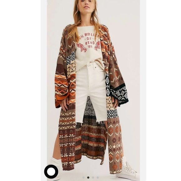 Oversized Free people fall Patchwork long cardigan - Picture 2 of 7